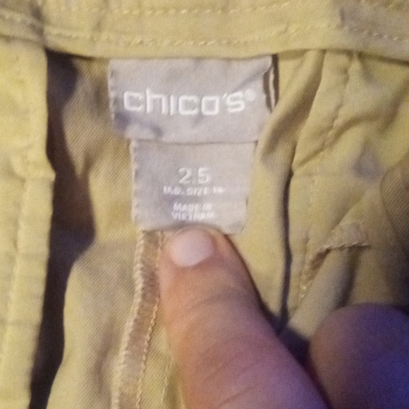 Chico's Lightweight Cotton Cropped Khakis Belted Waist Pockets Size 2.5 14 - Picture 7 of 9